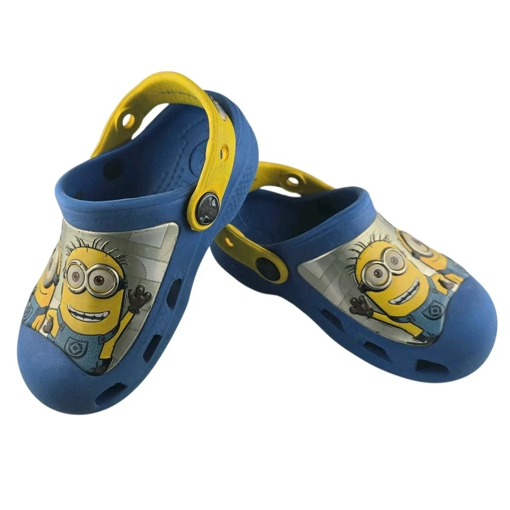 Crocs Minion Edition Toddler Blue Clogs‎ Glow in the Dark Eyes Size 6/8